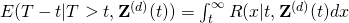 E(T-t|T>t,\mathbf{Z}^{(d)}(t))=\int_{t}^{\infty}R(x|t,\mathbf{Z}^{(d)}(t)dx