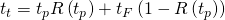 t_{t}=t_{p}R\left(t_{p} \right)+t_{F}\left(1-R\left(t_{p} \right) \right)